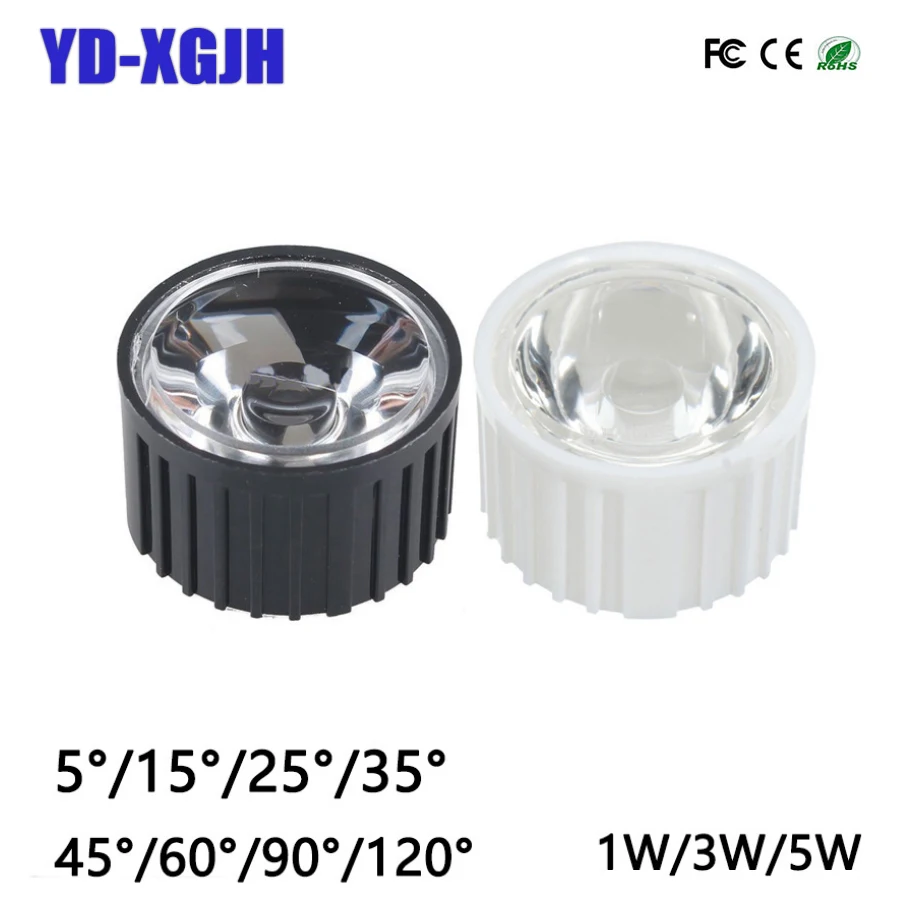 렌즈 반사경 시준기 홀더, 1W, 3W, 5W, 5W, 20mm, 5, 8, 15, 30, 45, 60, 90/120 도, 10 개