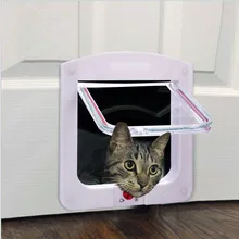 Pet Supplies Controllable White Cat Small Dog Flap Doors 4 Way Kitten Dog Safe Pet Door