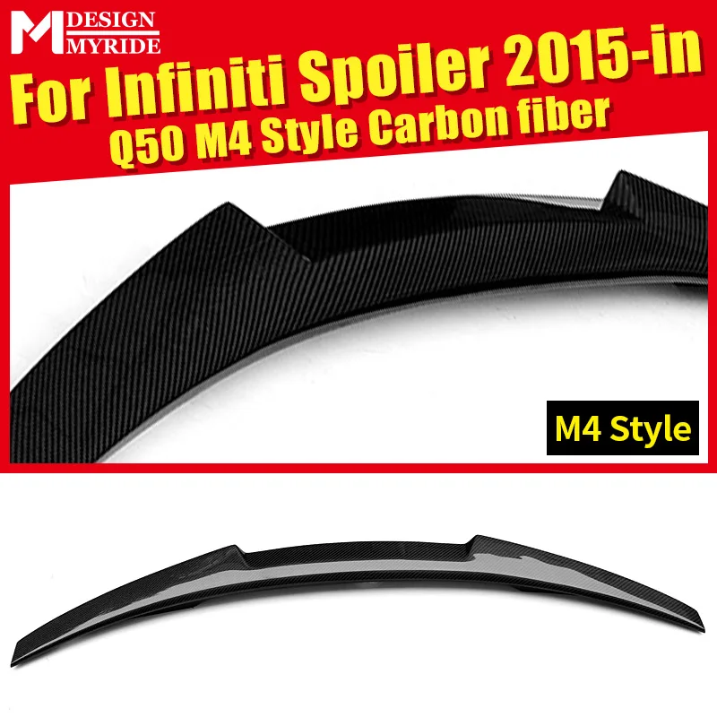

For infiniti Q50 Q50S M4 Style Rear Spoiler High-quality Carbon Fiber Rear Frunk Spoiler Wing Lip car styling Auto Part 2015-in