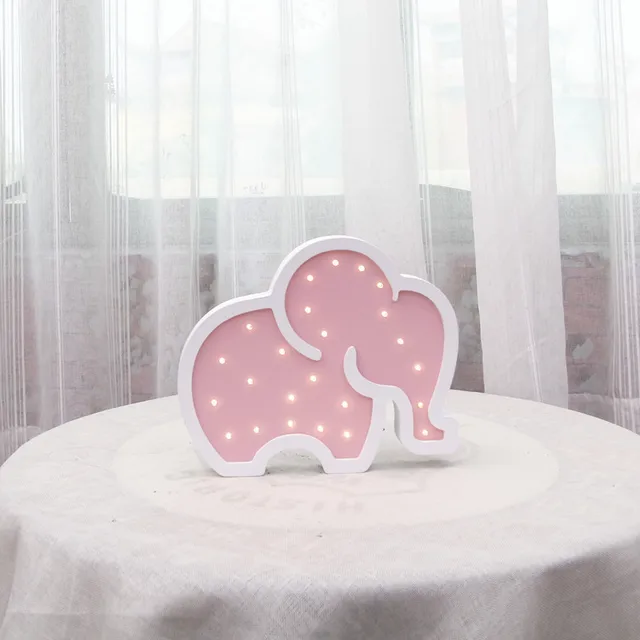 Ins Cartoon Wooden Elephant Led Bedside Lamp Children Room Wooden Elephant Led Bedside Lamp