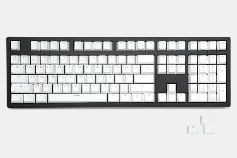 Goedkoop LOOP RUSSISCHE   KOREAANSE WORTEL BRIEF LANGUANGE legends PBT DOUBLESHOT KEYCAP SET OEM profiel zwart en wit colorway