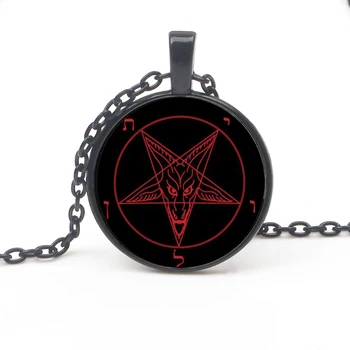 

Vintage Red Black Pentagram Pattern Pendant Necklace Goat Devil Baphomet Necklace Satan Men Women Gothic Style Accessories Gifts