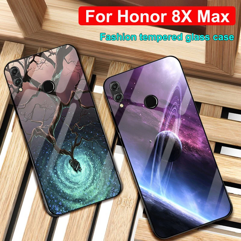 7,1" для huawei Honor 8X Max чехол звездное небо закаленное стекло+ края из ТПУ тонкий жесткий чехол 8 XMax чехол Honor8X Max shell