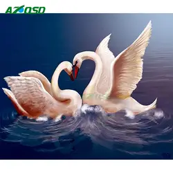 AZQSD New Hot Diamond Painting  Beautiful Swans 5D SUNFLOWERS Round Mosaic DIY Cross Stitch Embroidery Home Decorative