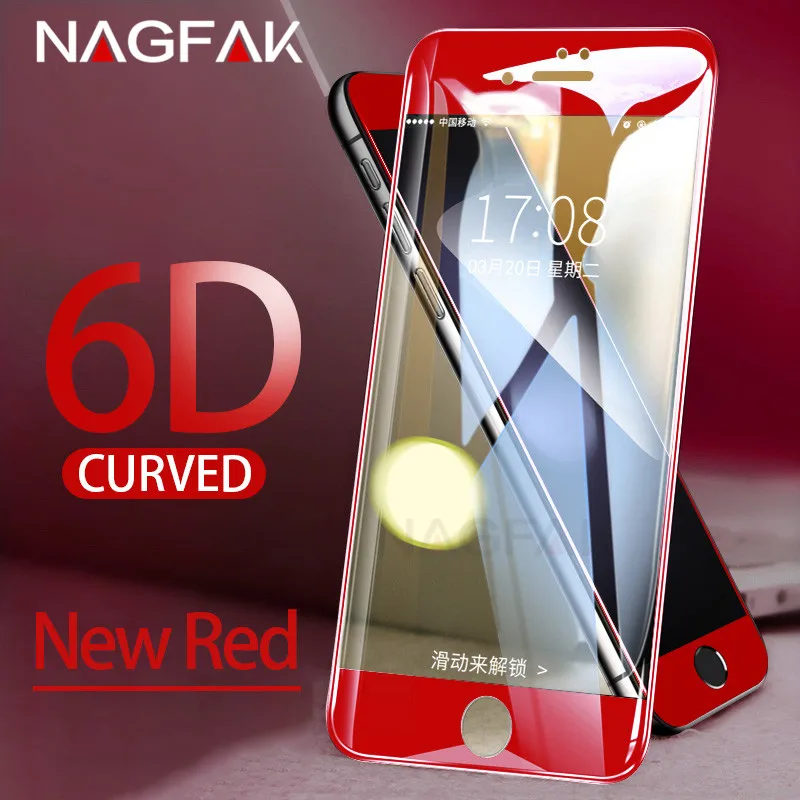 Goede 6D Gebogen Rand Rood Gehard Glas Voor iPhone 7 8 Plus 6 6 s Screen Protector Volledige Cover Voor iPhone 8 7 Plus Film Bescherming glas