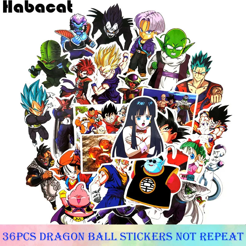 

36Pcs/Pack Dragon Ball Japanese Classic Anime Stickers For Laptop Luggage Motorcycle Skateboard Diary Guitar Desk Phone Son Goku