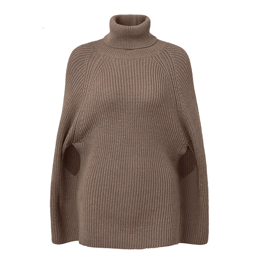 

Knitted turtleneck cloak sweater Women Camel casual pullover Autumn winter streetwear women sweaters and pullovers 2018 Black