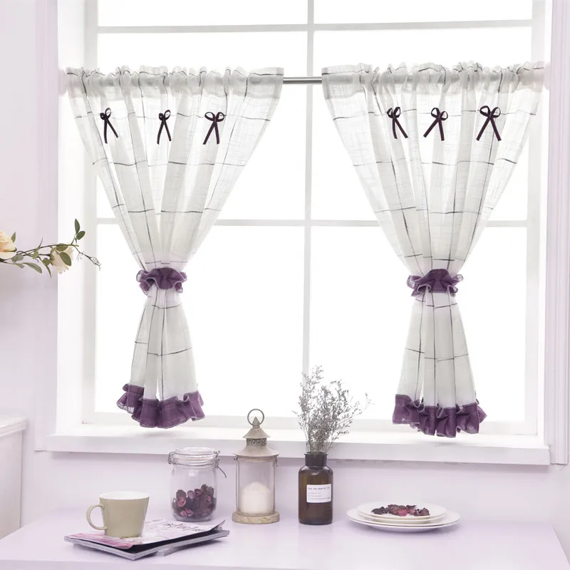 

New Yarn Dyed Curtains Short For Kitchen Yarn Dyed Plaid Tulle Curtain For Bedroom Window Blinds On Home Decor Rideau