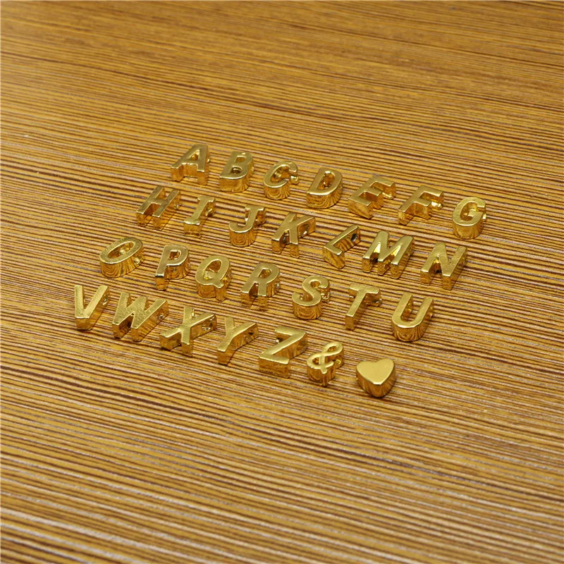 10 мм начальной кулон Письмо Подвески для изготовления ювелирных изделий Аксессуары золотыми буквами DIY сплава ручной пресс Алфавит Запчасти