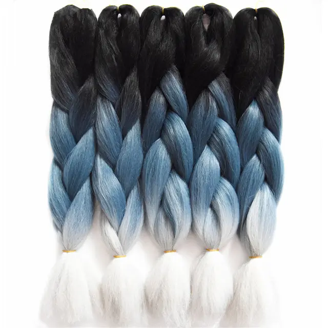 Feilimei Three/Two Tone Colored Crochet Braids Kanekalon Hair 24(60cm) 100g/pc Synthetic Ombre Jumbo Braiding Hair Extensions -
