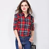 Camisas de mujer 2022 Otoño e Invierno camisa femenina camisa a cuadros mujeres slim manga larga Blusa de algodón top ropa de calle femenina ► Foto 2/6