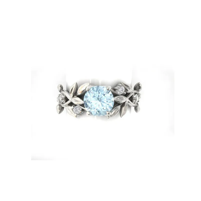 New Arrival Fashion Women's Silver Floral Transparent Flower Vine Leaf Rings Wedding Rings for women midi rings Ring Set J13#N (3)