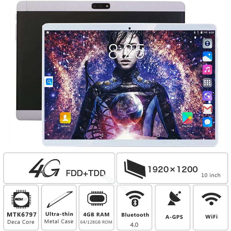 

2019 New Google Play 10 inch Android Deca Core Tablet PC 4GB RAM 128GB ROM 3G/4G LTE Wifi A-GPS IPS Tablets 10.1 Gifts