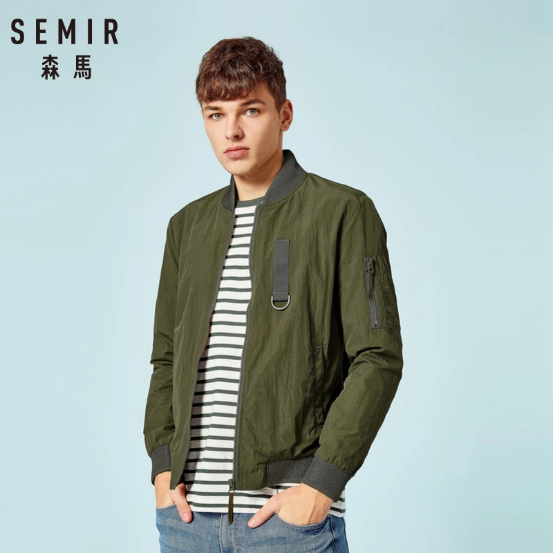 

SEMIR Men Baseball Jacket Men's Bomber Jacket with Tab at Chest Slim Fit Jacket Mens Coat with Zip Streetwear Clothes for Autumn