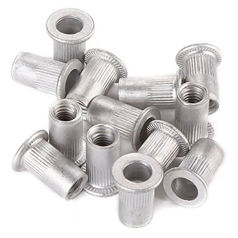 

20pcs M5 Rivet Nuts 10x6mm/0.4x0.24 inch Aluminum Flat Head Rivet Nut 13mm/0.5 inch Insert Reveting Nuts Silver Tone Nuts