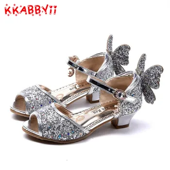 

New Summer Sandals For Girls Kids High heels for Baby girl Enfant leather sandals shoes girls heels flat girl sandals Blue Pink