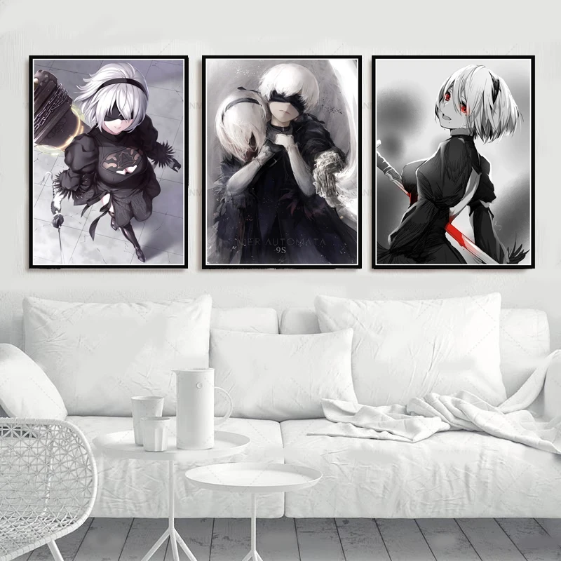 Hot NieR Automata Fight Game Girl Japan Anime Oil Canvas Painting Poster Prints Wall Art Pictures Living Room Home Decoration | Дом и сад