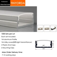 Tinyorda 1000 шт.(длина 1 м) светодиодный профиль Alu светодиодный профиль канала для 20 мм Светодиодные полосы света 1 м светодиодный профиль Alu профильный кабельный канал