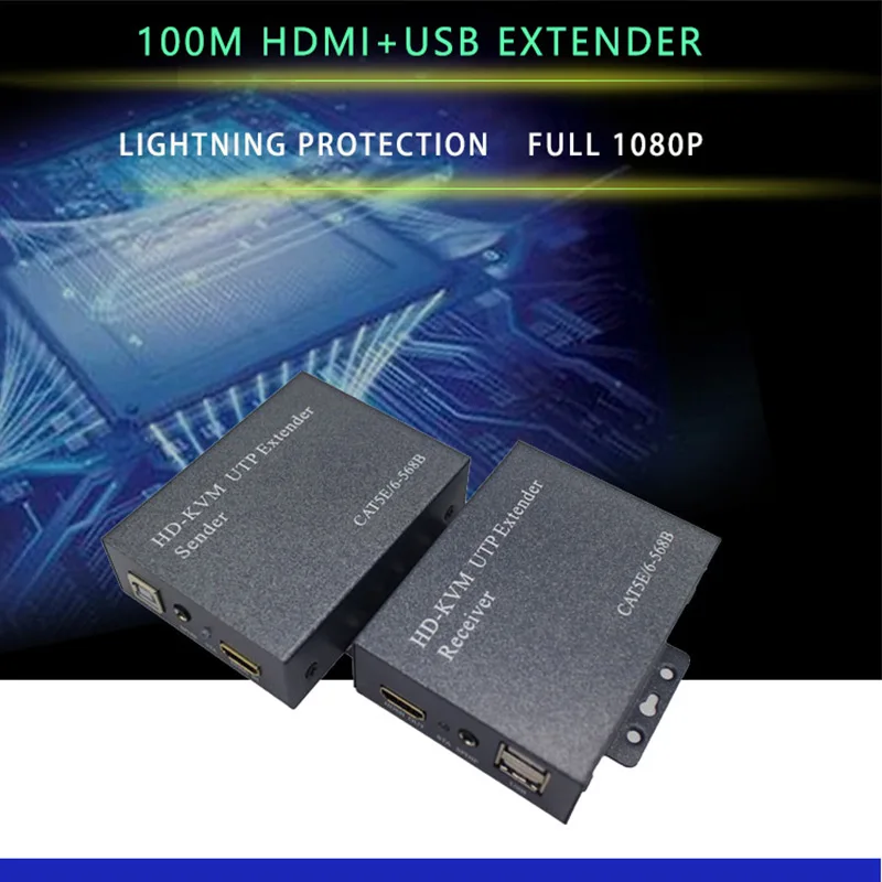 

1080P 100m HDMI KVM UTP Extender with USB port for DVR/HDTV HDMI USB KVM Extender over cat5 cat6