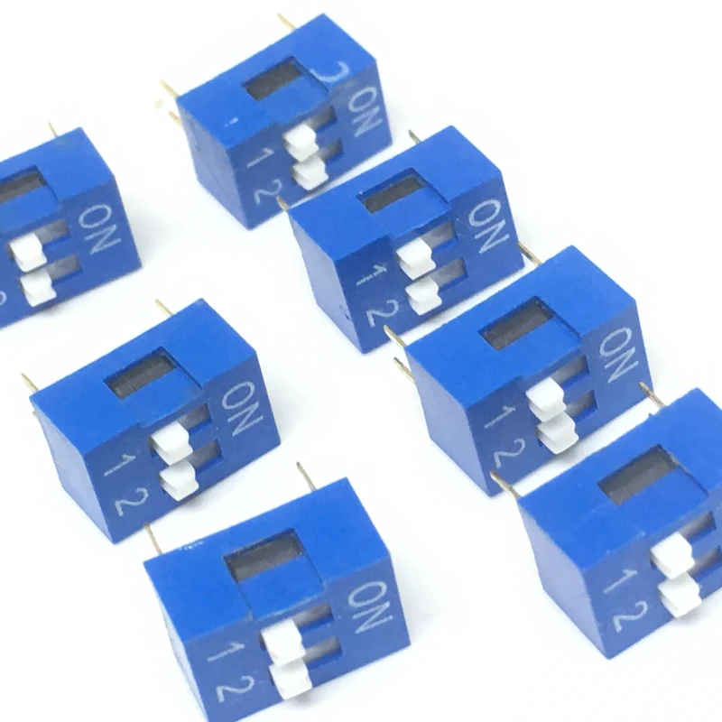 20Pcs Blue Slide Type Switch 2.54mm 2-Bit 2 Position Way DIP Blue Pitch 4