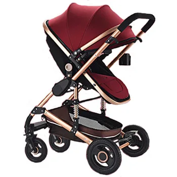 Детская коляска 3 в 1 может сидеть и складывать светильник и высокий пейзаж двусторонний новорожденный амортизатор детская корзина для сна детская коляска - Цвет: Red