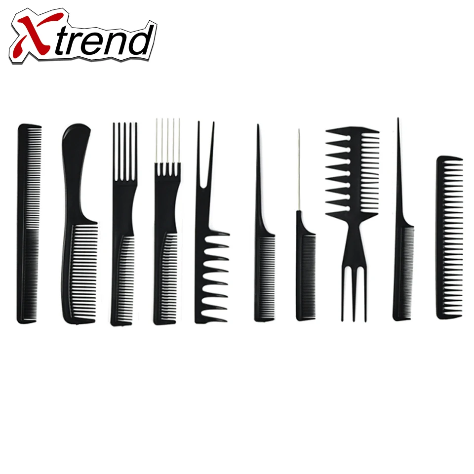 

10pcs Hair Combs Anti-static Carbon Hair Brush Professional Pro Salon Hair Styling Tools Hairdressing Barbers Handle Brush