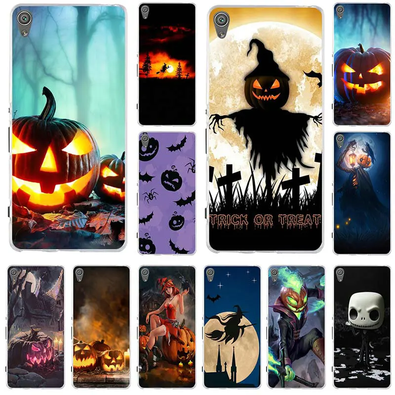 

Mobile Phone Case For Sony Xperia XA Z1 Z3 Z5 Compact Z2 Z4 E3 E5 M2 M4 M5 T3 Cases Cover Coque Hot Halloween Witch Pumpkin