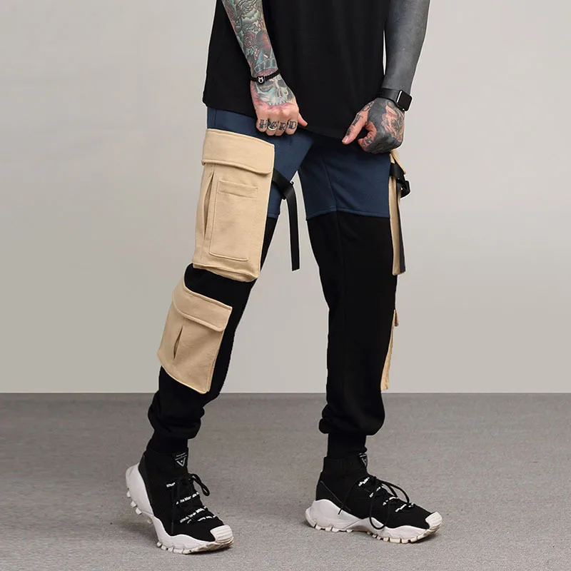 

Men High Street Fashion Hip Hop Cargo Pant Male Multi-pocket Splice Casual Harem Trousers Jogger Sweatpants