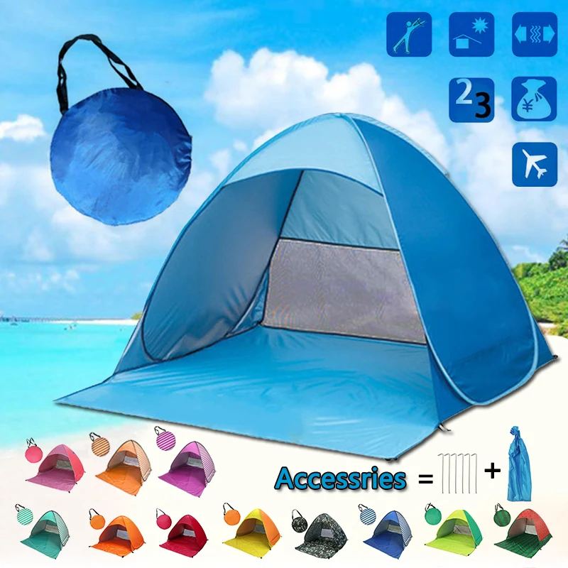 

Ship From RU Beach Tent Ultralight Folding Tent Pop Up Automatic Open Tent Family Tourist Fish Camping Anti-UV Fully Sun Shade