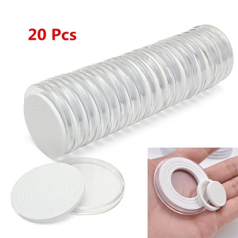 

Container Box 20PCS Clear Round Boxed Coin Holder Capsules Plastic Coin Box Display Cases Board Games Storage Cases Collection