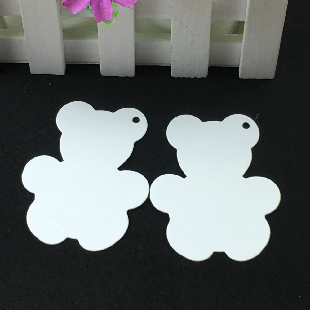 Этикетки из крафт-бумаги 8x6 cm Litthle Bear Висячие бирки Свадебные украшения игрушки куклы Упаковка ценники DIY Жетоны ручной работы 100 шт/лот