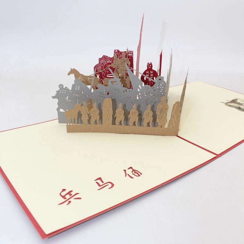  3D Handmade First Emperor of Qin Terra Cotta Warriors Paper Invitation Greeting Cards PostCard Busi - 33059762272