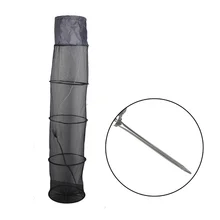 

Hot Sale Foldable Nylon Net+Wire 5 Layers Fish Net Cage Crab Crawdad Shrimp Minnow Creel 1.5m Folding Stake Hand Fishing Tackle