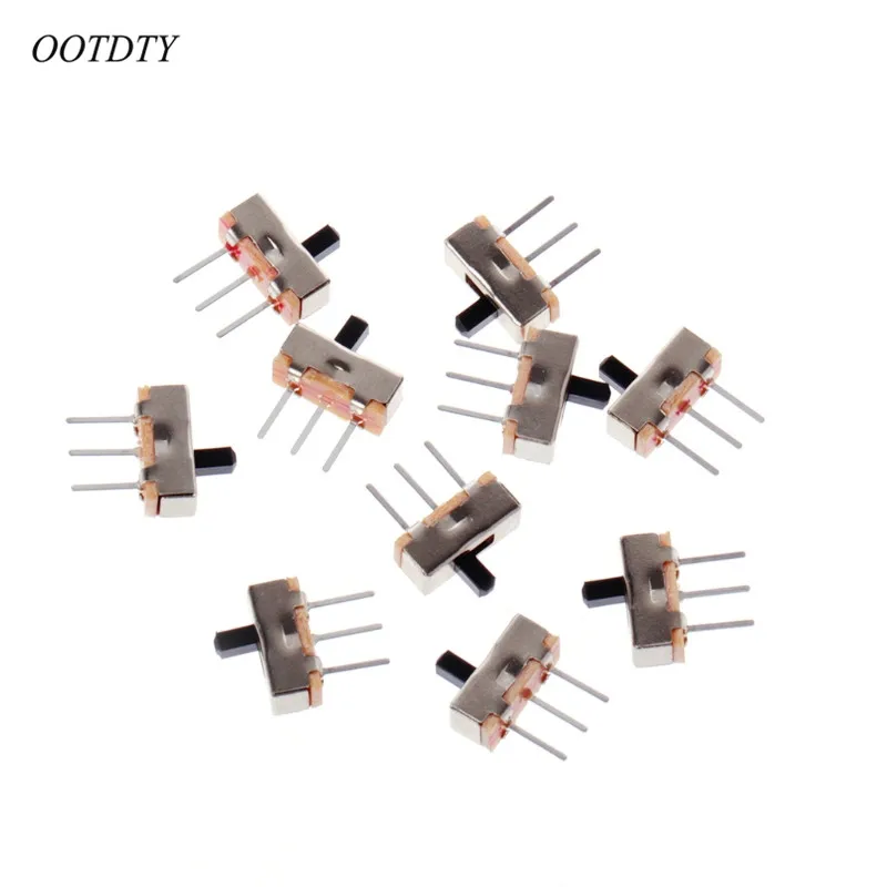 

OOTDTY 10 Pcs 2 Position On/Off SPDT 1P2T 3 Pin PCB Panel Mini Vertical Slide Switch SS12D00G3