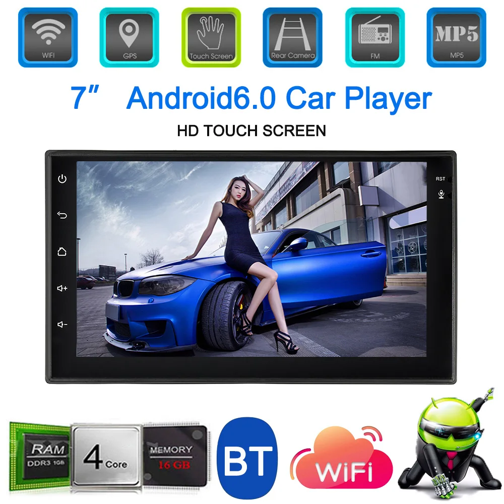 

7'' Android 6.0 2Din Car Radio GPS Navigator Multimedia Player Radio Car with BT WIFI AM/FM Free Map for bmw e46 e90 e60 e39 e36