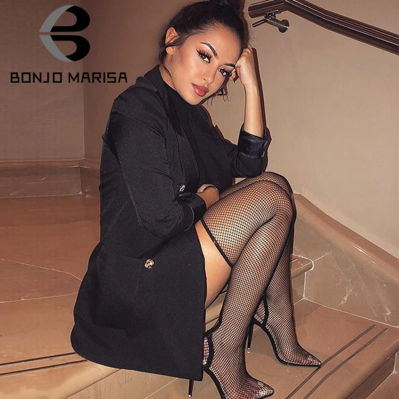 

BONJOMARISA New INS Hot Sexy Hollow Sock Pumps Women Summer 2019 Large Size 35-42 Sexy Women High Heels Shoes Woman