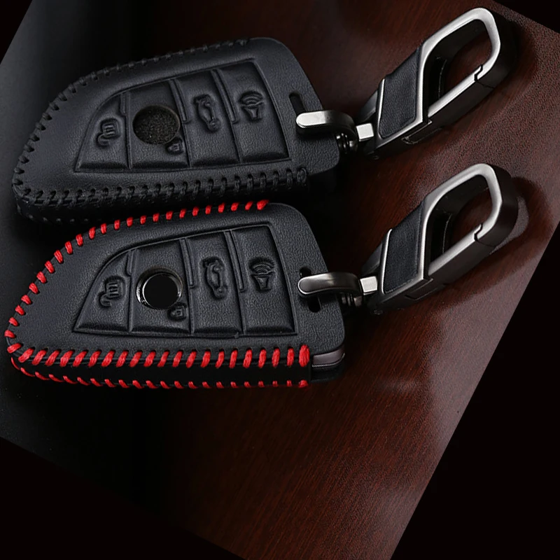 Высококачественная натуральная кожа ключа автомобиля чехол Обложка для BMW 1 3 5 серии X1 X3 X5 X6 Z4 Smart 2 3 кнопки дистанционного защиты чехла