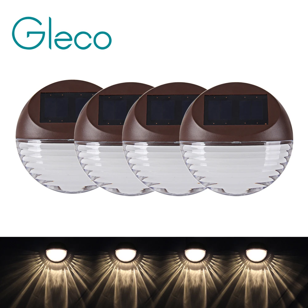 

4PCS/PACK Solar Light 2LEDs Warm white Pathway Stair Deck Light IP55 Waterproof Outdoor Garden Light Solar Wall Lamp