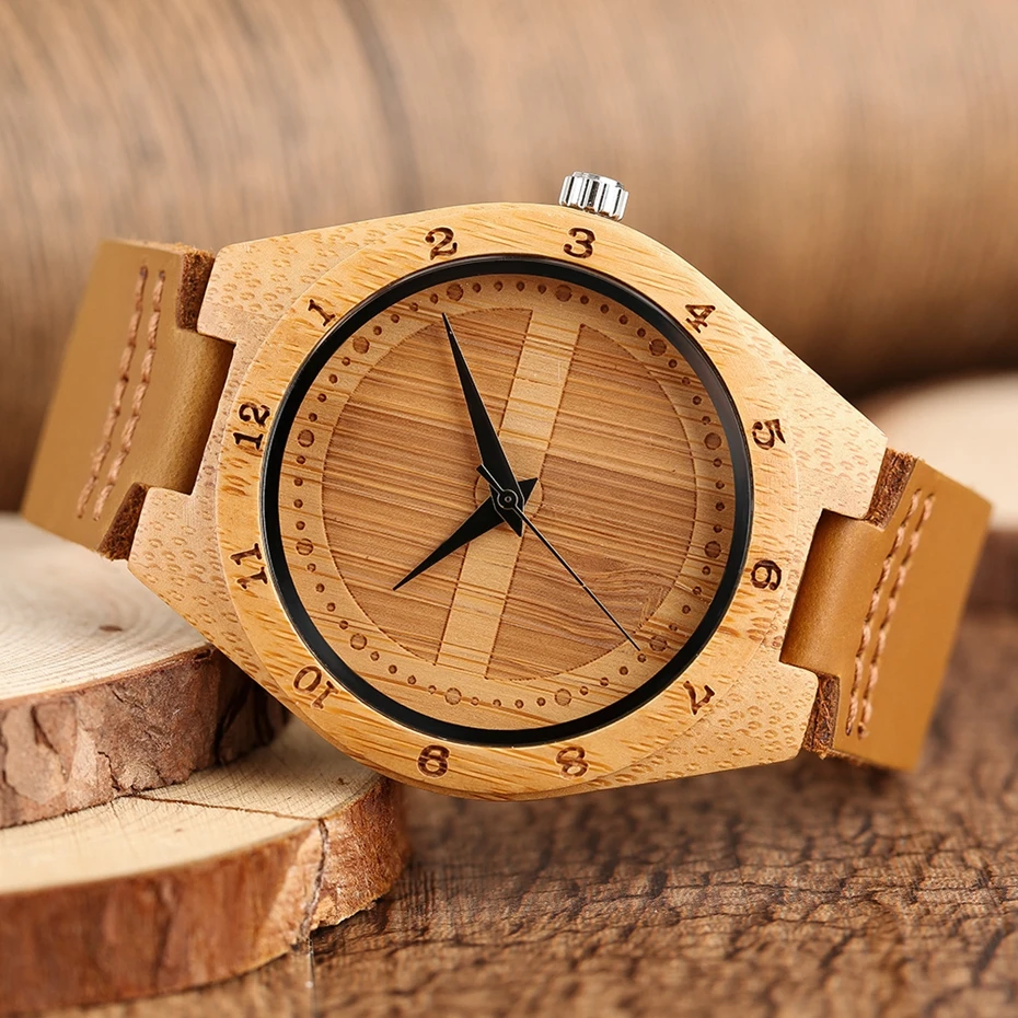 2017 Minimalist Wood Watch Male Watch Natural Bamboo Wood Watch Genuine Leather Casual Quartz Clock Men's Sports Reloj de madera 2018 Christmas Gifts (22)