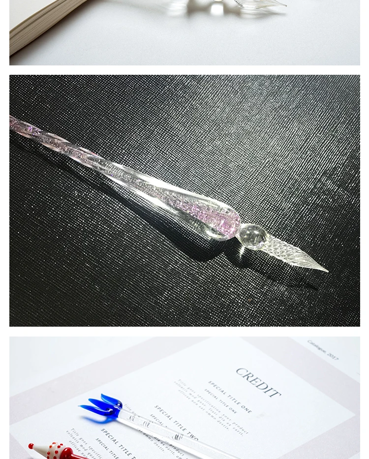 Gemini набор стеклянных ручек dip pen цвет чернил золото и серебро розовый кристалл вода прозрачная ручка подарочная коробка