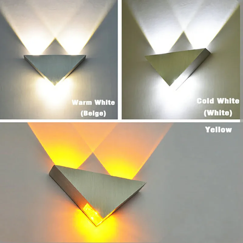 Modern Led Wall Lamp 3W Aluminum Body Triangle Wall Light For Bedroom