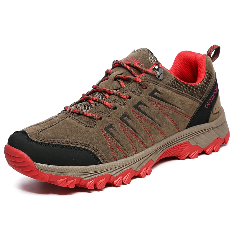 Khaki Мужские ботинки для похода; большие размеры 36-45; Уличная обувь для мужчин; сезон весна-осень; женские спортивные кроссовки для пешего туризма; износостойкая обувь унисекс - Цвет: Khaki