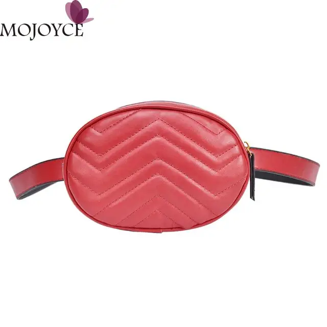 Women Luxury Design PU Leather Waist Packs Fanny Pack Handbag Oval Shape Shoulder Crossbody Bag Girl Shopping Zipper Waist Bags