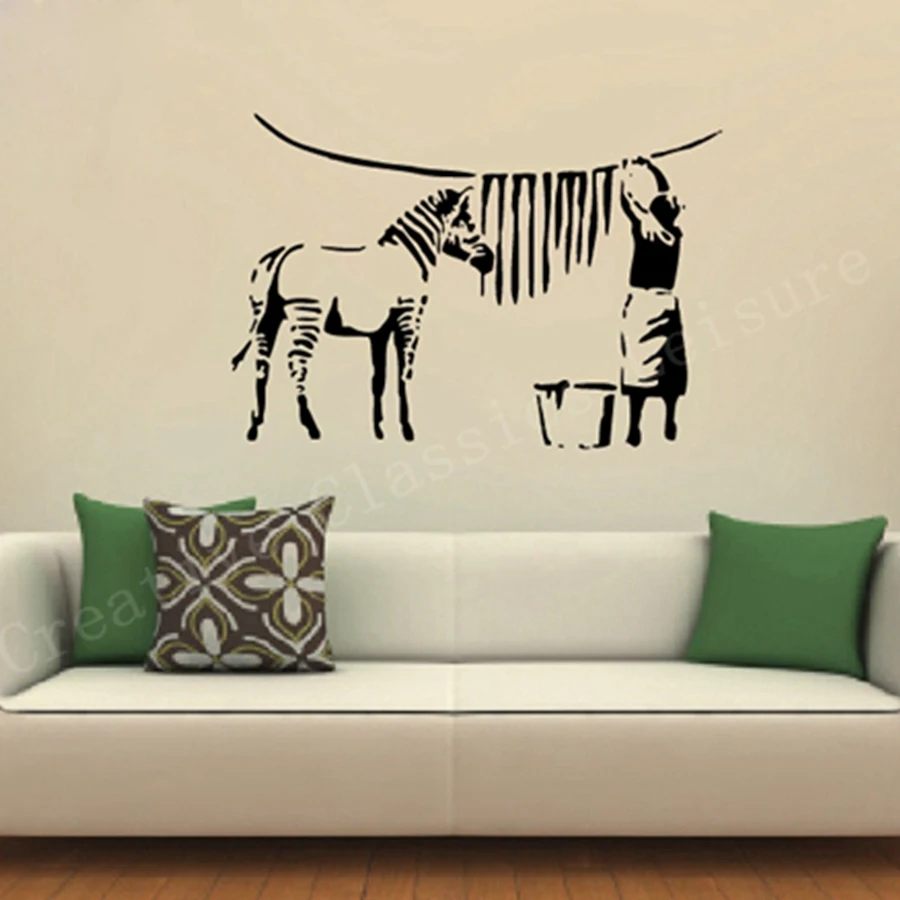 Vinyl Wall Decals Laundry Beauteous Free Shipping Banksy Zebra Stripes Wash Vinyl Wall Sticker Review Vinyl Wall Decals Laundry Impressive Free Shipping Banksy Zebra Stripes Wash Vinyl Wall Sticker Decorating Design