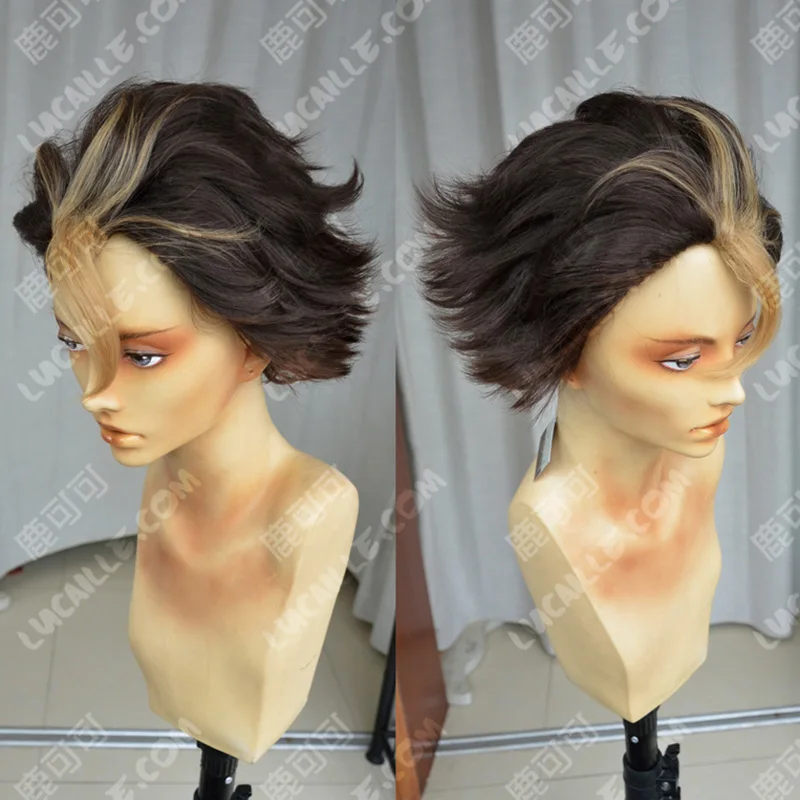 Haikyuu! Парик для волейбола nissinoya Yuu короткий коричневый и светлый парик