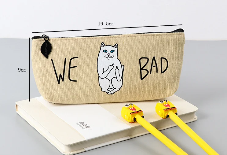 Сумка для карандашей Funny We Bad Cat Большая вместительная Холщовая органайзер