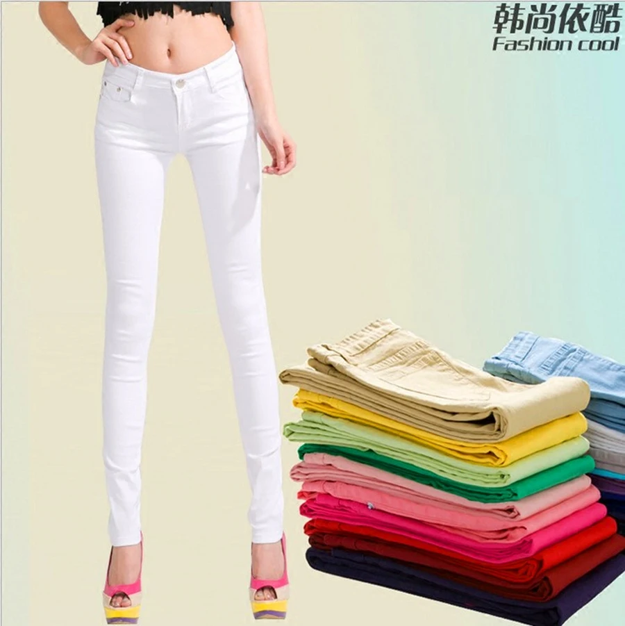 

2017 summer thin models outer wear leggings Slim was thin candy-colored stretch pants big yards female feet pants wild