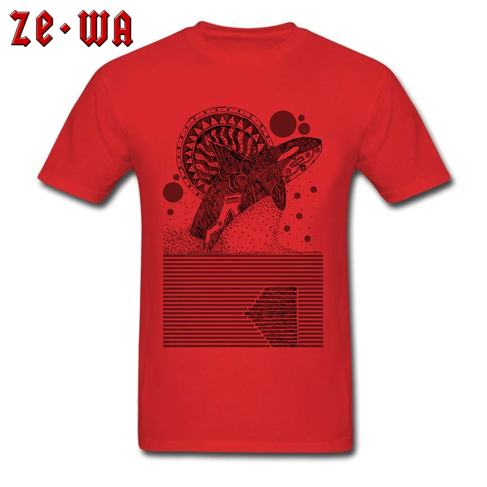 Cheap Orca Jump Sketch Printed On T Shirts O Neck Cotton Fabric Men Tops Shirt Short Sleeve Summer/Autumn Printed On Tee Shirt Orca Jump Sketch red