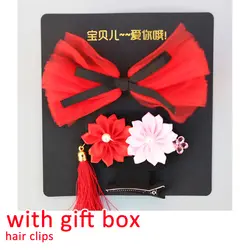 3 шт./компл. корейский Рождественский красный лук заколки для волос и цветок оставляет шпильки детская диадема с подарочной коробке Новый