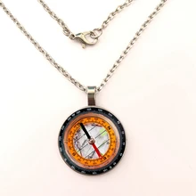 Hot Round glass Cabochon Jewelry Steampunk Compass pendant Vintage Compass pendant Vintage Compass necklace women men gift round aluminum compass silver